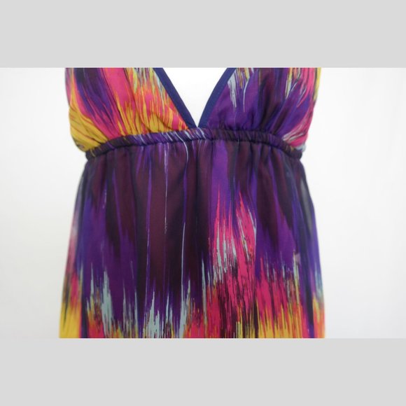 Kira Unique colorful Mini Dress. SEXY V-neck, BACKLESS w/ Convertible Straps - Picture 5 of 13